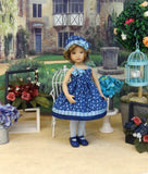 Blue Bayou - dress, hat, tights & shoes for Little Darling Doll or 33cm BJD