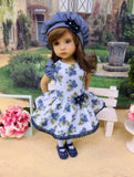 Blue Bouquet - dress, beret, tights & shoes for Little Darling Doll or other 33cm BJD