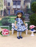 Blue Bouquet - dress, beret, tights & shoes for Little Darling Doll or other 33cm BJD