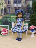 Blue Bouquet - dress, beret, tights & shoes for Little Darling Doll or other 33cm BJD