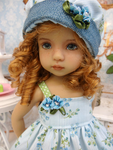 Blue Skies - dress, hat, socks & shoes for Little Darling Doll or 33cm BJD