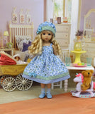 Bonny Blue - dress, hat, socks & shoes for Little Darling Doll or 33cm BJD