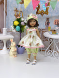 Bunny Basket - babydoll top, bloomers, hat & sandals for Little Darling Doll or 33cm BJD