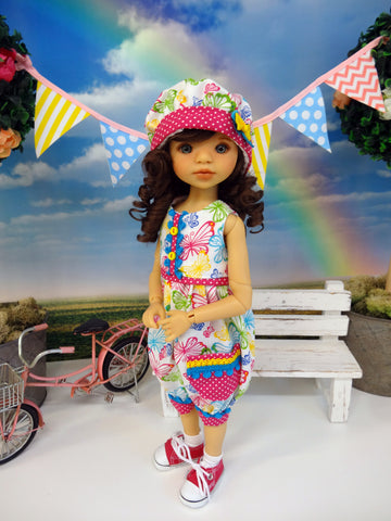 Butterfly Garden - romper, hat, socks & shoes for Little Darling Doll or other 33cm BJD