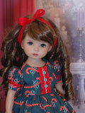 Candy Cane Lane - dress, tights & shoes for Little Darling Doll or 33cm BJD
