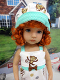 Cheeky Monkey - romper, hat & sandals for Little Darling Doll or 33cm BJD