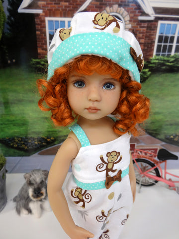 Cheeky Monkey - romper, hat & sandals for Little Darling Doll or 33cm BJD