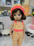 Cherry Berries - romper, hat & sandals for Little Darling Doll or 33cm BJD