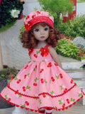 Cherry Cobbler - dress, hat, tights & shoes for Little Darling Doll