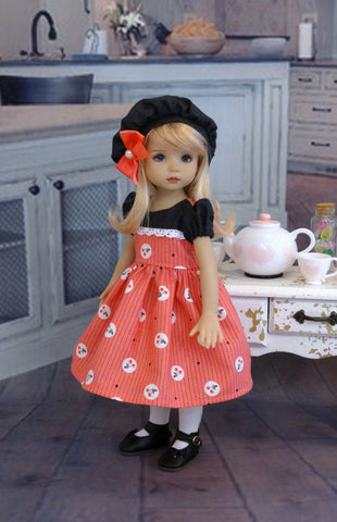 Cherry Cordial - dress, hat, tights & shoes for Little Darling Doll