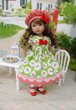 Cherry Crumble - dress, hat, socks & shoes for Little Darling Doll or 33cm BJD