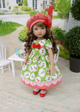Cherry Crumble - dress, hat, socks & shoes for Little Darling Doll or 33cm BJD