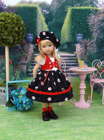Cherry on Top - dress, vest, beret, socks & shoes for Little Darling Doll or 33cm BJD