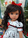 Christmas Chickadee - dress, socks & shoes for Little Darling Doll or 33cm BJD