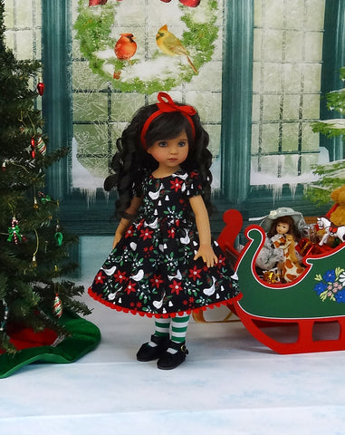 Christmas Dove - dress, tights & shoes for Little Darling Doll or other 33cm BJD