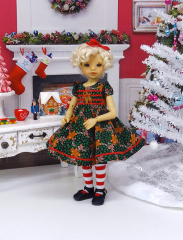 Christmas Gingerbread - dress, tights & shoes for Little Darling Doll or 33cm BJD