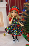 Christmas Lights - dress, hat, tights & shoes for Little Darling Doll or 33cm BJD
