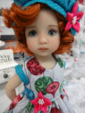 Christmas Ornaments - dress, hat, tights & shoes for Little Darling Doll or 33cm BJD