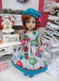 Christmas Ornaments - dress, hat, tights & shoes for Little Darling Doll or 33cm BJD
