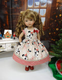 Christmas Paws - dress, tights & shoes for Little Darling Doll or 33cm BJD