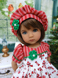 Christmas Peppermint - dress, hat, tights & shoes for Little Darling Doll or 33cm BJD