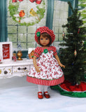 Christmas Peppermint - dress, hat, tights & shoes for Little Darling Doll or 33cm BJD