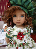 Christmas Rose - dress, hat, tights & shoes for Little Darling Doll or 33cm BJD