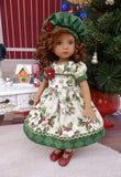 Christmas Rose - dress, hat, tights & shoes for Little Darling Doll or 33cm BJD