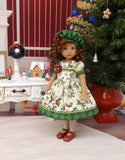 Christmas Rose - dress, hat, tights & shoes for Little Darling Doll or 33cm BJD