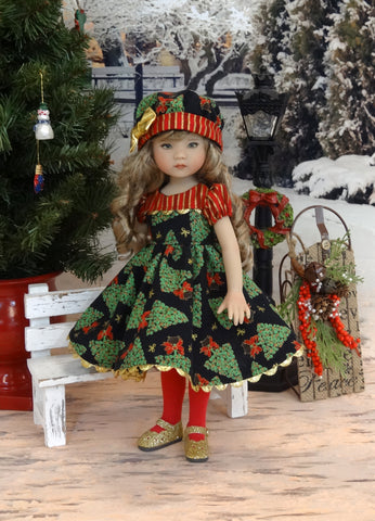 Christmas Tree - dress, hat, tights & shoes for Little Darling Doll or 33cm BJD
