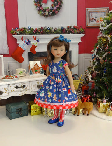 Christmas Trinkets - dress, tights & shoes for Little Darling Doll or 33cm BJD