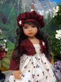 Country Flowers - dress, jacket, hat, tights & shoes for Little Darling Doll or 33cm BJD