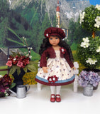 Country Flowers - dress, jacket, hat, tights & shoes for Little Darling Doll or 33cm BJD