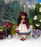 Country Flowers - dress, jacket, hat, tights & shoes for Little Darling Doll or 33cm BJD