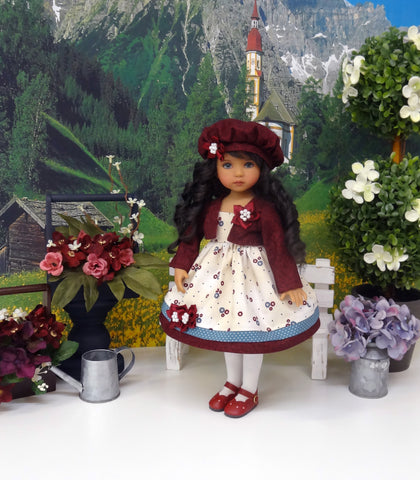 Country Flowers - dress, jacket, hat, tights & shoes for Little Darling Doll or 33cm BJD