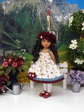 Country Flowers - dress, jacket, hat, tights & shoes for Little Darling Doll or 33cm BJD