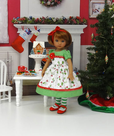 Country Holly - dress, tights & shoes for Little Darling Doll or other 33cm BJD