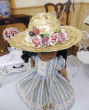 Country Roses - dress, hat, tights & shoes for Little Darling Doll or 33cm BJD