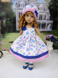 Country Wildflowers - dress, hat, socks & shoes for Little Darling Doll or 33cm BJD