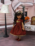 Cranberry Plaid - dress, tights & shoes for Little Darling Doll or 33cm BJD