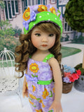 Daffy Daisy - romper, hat & sandals for Little Darling Doll or 33cm BJD