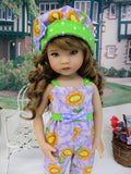 Daffy Daisy - romper, hat & sandals for Little Darling Doll or 33cm BJD