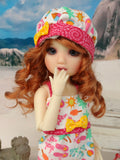 Day at the Beach - romper, hat & sandals for Little Darling Doll or 33cm BJD