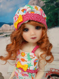 Day at the Beach - romper, hat & sandals for Little Darling Doll or 33cm BJD