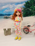 Day at the Beach - romper, hat & sandals for Little Darling Doll or 33cm BJD