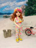 Day at the Beach - romper, hat & sandals for Little Darling Doll or 33cm BJD
