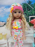 Day at the Beach - romper, hat & sandals for Little Darling Doll or 33cm BJD