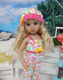 Day at the Beach - romper, hat & sandals for Little Darling Doll or 33cm BJD