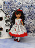 December Cardinal - dress, tights & shoes for Little Darling Doll or 33cm BJD