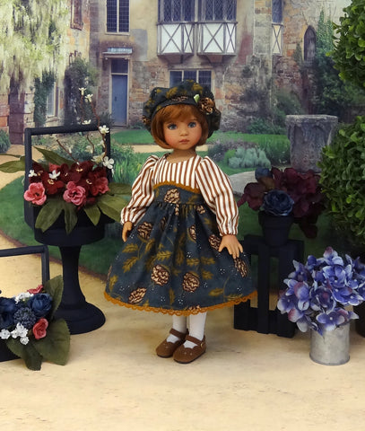 Deep Wood Thistle - dress, hat, tights & shoes for Little Darling Doll or 33cm BJD